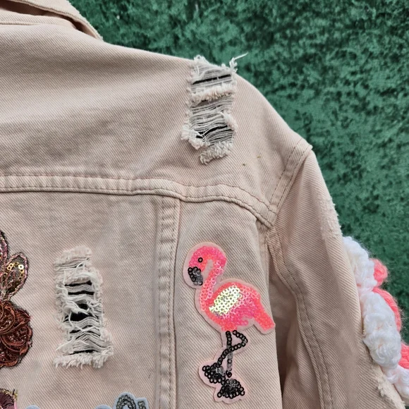 Lea & Viola Light Pink Embroidered Jean Jacket - Picture 5 of 12